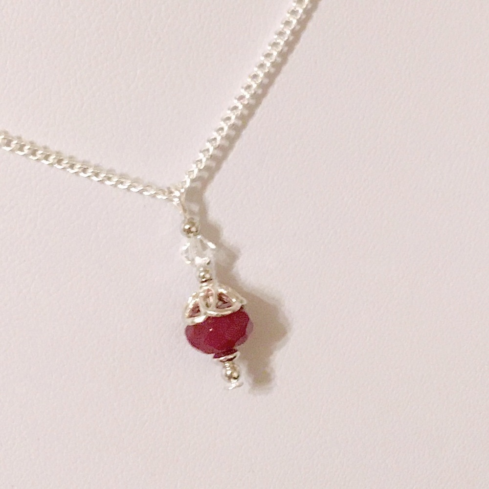Sterling silver ruby necklace